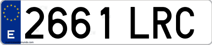 Ejemplo de matrícula de coche ordinaria 2661 LRC