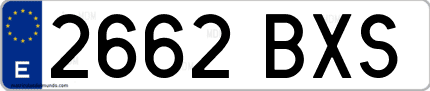 Ejemplo de matrícula de coche ordinaria 2662 BXS