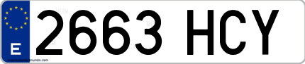 Ejemplo de matrícula de coche ordinaria 2663 HCY