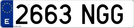 Ejemplo de matrícula española 2663 NGG
