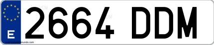 Ejemplo de matrícula española 2664 DDM