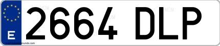 Ejemplo de matrícula española 2664 DLP