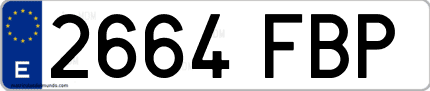 Ejemplo de matrícula de coche ordinaria 2664 FBP