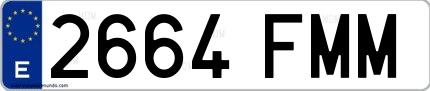 Ejemplo de matrícula española 2664 FMM