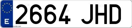 Ejemplo de matrícula española 2664 JHD