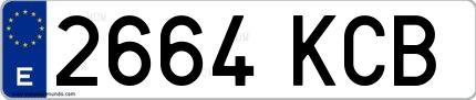 Ejemplo de matrícula española 2664 KCB
