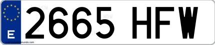 Ejemplo de matrícula española 2665 HFW