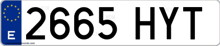 Ejemplo de matrícula de coche ordinaria 2665 HYT