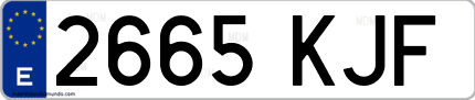 Ejemplo de matrícula de coche ordinaria 2665 KJF