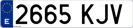 Ejemplo de matrícula de coche ordinaria 2665 KJV