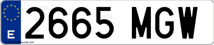 Ejemplo de matrícula de coche ordinaria 2665 MGW