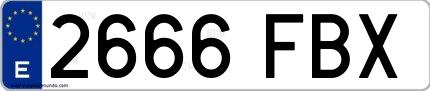 Ejemplo de matrícula española 2666 FBX