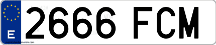 Ejemplo de matrícula de coche ordinaria 2666 FCM
