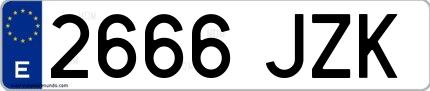 Ejemplo de matrícula española 2666 JZK