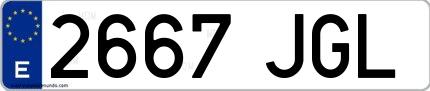 Ejemplo de matrícula de coche ordinaria 2667 JGL