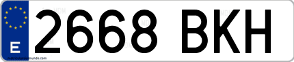 Ejemplo de matrícula de coche ordinaria 2668 BKH