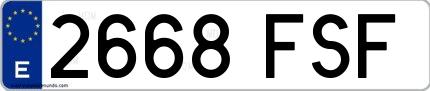 Ejemplo de matrícula española 2668 FSF