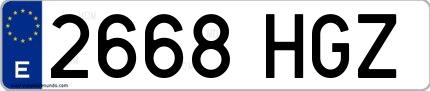 Ejemplo de matrícula española 2668 HGZ