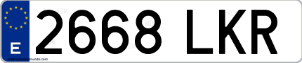 Ejemplo de matrícula de coche ordinaria 2668 LKR