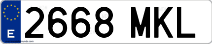 Ejemplo de matrícula de coche ordinaria 2668 MKL