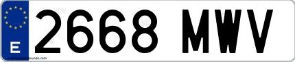 Ejemplo de matrícula española 2668 MWV