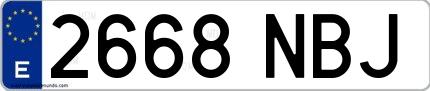 Ejemplo de matrícula española 2668 NBJ