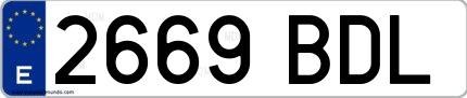 Ejemplo de matrícula española 2669 BDL