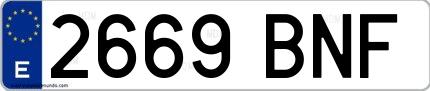 Ejemplo de matrícula española 2669 BNF