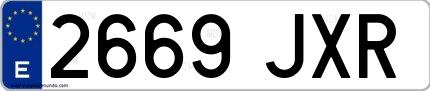 Ejemplo de matrícula española 2669 JXR