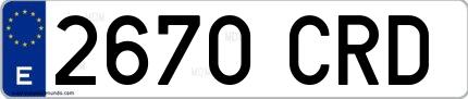 Ejemplo de matrícula de coche ordinaria 2670 CRD