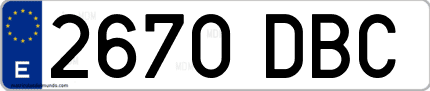 Ejemplo de matrícula de coche ordinaria 2670 DBC