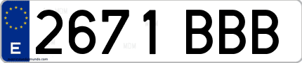 Ejemplo de matrícula de coche ordinaria 2671 BBB