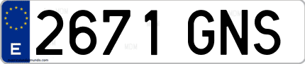 Ejemplo de matrícula de coche ordinaria 2671 GNS