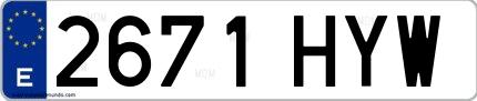 Ejemplo de matrícula española 2671 HYW