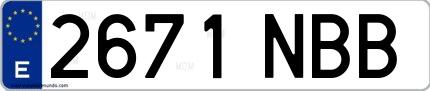 Ejemplo de matrícula de coche ordinaria 2671 NBB