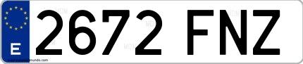 Ejemplo de matrícula española 2672 FNZ