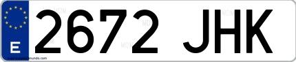 Ejemplo de matrícula española 2672 JHK