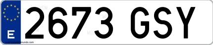 Ejemplo de matrícula española 2673 GSY