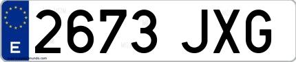 Ejemplo de matrícula española 2673 JXG