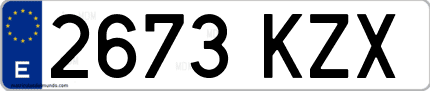 Ejemplo de matrícula de coche ordinaria 2673 KZX