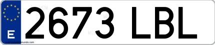 Ejemplo de matrícula de coche ordinaria 2673 LBL
