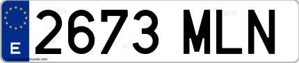 Ejemplo de matrícula española 2673 MLN