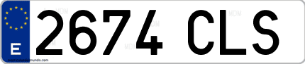 Ejemplo de matrícula de coche ordinaria 2674 CLS