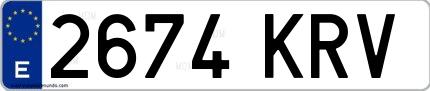 Ejemplo de matrícula española 2674 KRV