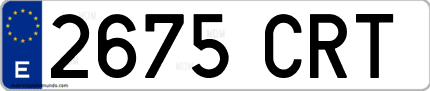 Ejemplo de matrícula de coche ordinaria 2675 CRT
