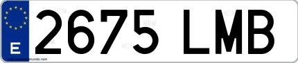 Ejemplo de matrícula española 2675 LMB