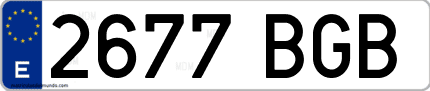 Ejemplo de matrícula de coche ordinaria 2677 BGB