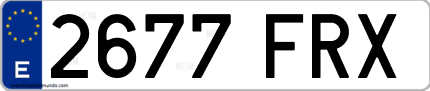 Ejemplo de matrícula de coche ordinaria 2677 FRX