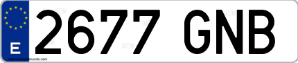 Ejemplo de matrícula de coche ordinaria 2677 GNB