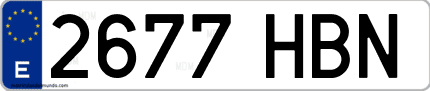 Ejemplo de matrícula de coche ordinaria 2677 HBN